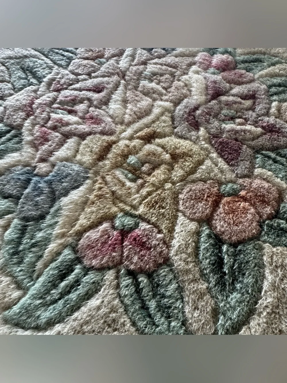 Vintage Round Floral Accent Rug 38” Thick Plush with Fringe